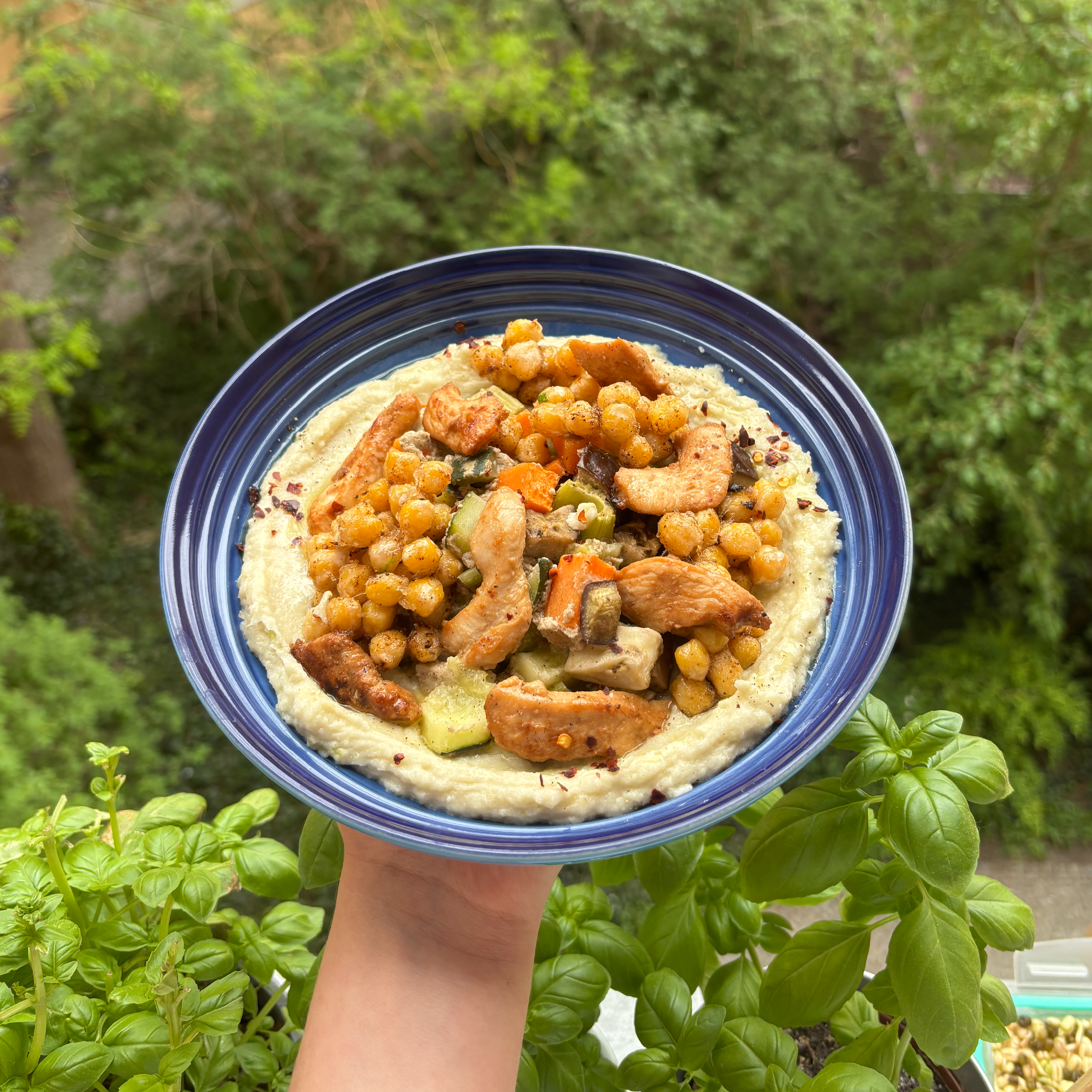 Боул с хумусом, курицей и нутом